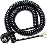 Kaitsekontaktiga spiraalne pikenduskaabel 5 m, spiraalkaabel 3-t&uuml;veline plastkaabel, pikenduskaabel maanduskontaktiga spiraalpistikuga 250 V / 16 A, IP20 siseruumides - must