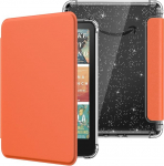 MoKo &uuml;mbris k&otilde;igile uutele 7-tollistele E-lugeritele 12. p&otilde;lvkond 2024/2025, Ultra Clear Soft Flexible Glitter TPU Back Cover Light Shell koos automaatse &auml;ratamise/une režiimiga, mitte BOOX & Kobo jaoks, oranž