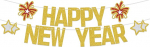 Head uut aastat Banner, Silvester Party Decor Supplies, NYE Party Dekorationen 2026, Tere 2026 Teema Silvester Banner Gold Rot & Silber