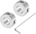 sourcing map Screw Shank Collar Set for 6mm Shank, 2 Pcs 12mm OD 6mm Thickness, Aluminum Alloy Clamping Collar with M4 Adjusting Screws and a