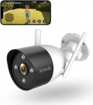 Tenda Outdoor Security Camera with Coloured Night Vision, 3MP WiFi Camera with IP66 Waterproof, Motion Detection, Two-Way Audio, Built-in Siren, SD Card/Cloud Storage (CT6)