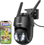 5MP WiFi v&auml;livalvekaamera, 2,4/5 GHz WiFi v&auml;likaamera liikumisanduriga, automaatne j&auml;lgimine, 24/7 salvestamine, v&auml;rviline &ouml;&ouml;n&auml;gemine, IP66, 2-suunaline heli, must (Alexa tugi)