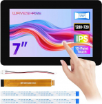 Waveshare 7-tolline DSI kapatsitiivne puuteekraan, 1280 x 720 pikslit, IPS-paneel, optiline liimitud karastatud klaaspaneel, 10-punktiline puuteekraan, s&otilde;rmej&auml;lgevastane protsess