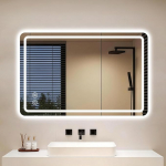 Valgustusega vannitoa peegel, valgustusega peegel 80 x 60 cm, LED vannitoa peegel koos puutetundliku l&uuml;litiga, m&auml;lufunktsiooniga vannitoa peegel, seinapeegel 3 v&auml;rvitemperatuuri, horisontaalne/vertikaalne, HD karastatud klaasist.