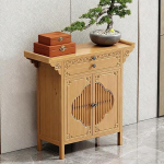 Beistelltisch Schmal aus Bambus mit Schublade, Konsolentisch Chinesisch mit Lagerung, Einfacher Mediationstisch f&uuml;r Zuhause, Ideal f&uuml;r Buddha(Yellow,100cm/39.4in)