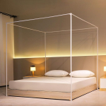 Beyeutao voodi varikatuse raam 140 x 200 cm valge s&auml;&auml;sev&otilde;rgu raam s&auml;&auml;sev&otilde;rgu varikatuse raam Voodi varikatuse raam nelja posteri voodi raam nelja nurga voodi varikatuse raam voodi varikatuse pooluse kruvid disain