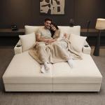 Diivan 2-kohaline diivanvoodi magamisfunktsiooniga, diivanvoodi USB-pordi ja tassihoidjaga, diivanvoodi elutuppa ja magamistuppa, beež