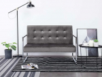 Chusui 2 Seater Sofa with Armrests, Couch for Living Room, for Apartments, Couch with, Lounge Sofa, Sofas & Couches, Relax Sofa, Dark Grey Chrome and Velvet