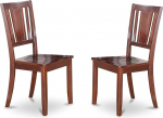 East West Furniture DUC-BLK-LC S&ouml;&ouml;gitoolide komplekt kunstnahast kattega must viimistlus DUC-MAH-W Puidust iste Mahagonist viimistlusega