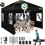 COBIZI Gazebo 3 x 3 m veekindel stabiilne talvekindel kokkupandav Gazebo Party Tent Garden Gazebo Pop Up Gazebo kokkupandav telk 4 k&uuml;lgmise ventilatsiooni avaga, liivakott turule, v&auml;li&uuml;ritusele, must