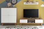 Helge seinakapp valge ja tammepuidust skandinaavialik koos Highboardi, TV-aluse, seinariiuliga, elutuba T&auml;ielik komplekt 3 tk, 277 x 160 cm
