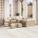 Modulares Gartensofa-Set 18 St&uuml;ck in Beige und Creme aus Poly-Rattan mit Kissen - 18-teiliges Outdoor-Sofa-Set als Gartenm&ouml;bel f&uuml;r die Terrasse