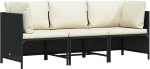 Modulares Ecksofa Poly Rattan mit Kissen f&uuml;r Garten Lounge Set, Ecksofa mit abnehmbaren Kissen als modulares Gartensofa in Schwarz