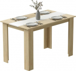 HOMCOM Ristk&uuml;likukujuline s&ouml;&ouml;gilaud 4- kuni 6-kohaline k&ouml;&ouml;gilaud 120 x 69 x 75 cm Modernses stiilis kolmnurksed jalad Tugev tamm ja valge