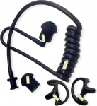 Asendus 2 Way Radio Open Ear Insert Earmold Black Medium pehme kummist k&otilde;rvaklappide k&otilde;rvaklapid （Left ja Right）+ asendus musta spiraali helitoru Motorola Kenwood Baofeng Acoustic Tube Earpiece Walkie Talkie peakomplektiga
