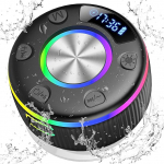 Bluetooth Lautsprecher, Tragbare Bluetooth 5.4 Lautsprecher mit Stereo Sound mit Saugnapf, IPX7 Wasserdicht Musikbox Tragbare