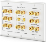 deleyCON multimeedia k&otilde;larikarbid seinapistikupesa seinaplaat banaanipistikupesadega 7.1 Surround Sound s&uuml;steemi ja subwooferi jaoks kodukinosaalis