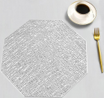 Tischset PVC, 8er Set Hohles geometrisches Polygonmuster Platzsets f&uuml;r k&uuml;che Speisetisch Hotel, Platz-Matten, Silber, 38x38cm