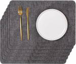 Tischset mit 4/6/8 Tischsets aus Kunstleder, stilvoll, waschbar, hitzebest&auml;ndig, rutschfest for Mahlzeiten im Innen- und Au&szlig;enbereich (9, 4er-Set)(Dark Grey,Set of 6)