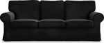 MASTERS OF COVERS diivanikate, mis &uuml;hildub IKEA Ektorp 3-kohalise diivaniga asenduskate k&auml;sitsi valmistatud 218 x 88 x 88 cm (samet, must)