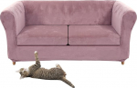 SYLC Stretch Velvet Chesterfield diivanikatted, diivanikate koos istmepadja kattega, diivan viskab kumerale diivanitoolile, vintage stiilis (roosa, diivan + 2 suurt istekohta)