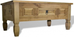 yorten kohvilaud elutoa laud diivanilaud Mehhiko stiilis massiivne m&auml;nd Corona 100 x 60 x 45 cm (L x S x K) pruun koos sahtliga