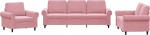 vidaXL Sofagarnitur 3-TLG., Sessel Couch mit Kissen, Diivan Wohnzimmersofa mit Armlehnen, Couchgarnitur Designsofa Sitzm&ouml;bel Polsterm&ouml;bel, Rosa Samt