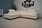 Quattro Meble LTN kaasaegne nurgadiivan Valgest ehtsast nahast nurgadiivan 275 x 225 cm Diivan diivan magamisfunktsiooniga, voodikastiga ja peatugedega Ehtne nahast nurgadiivan (275 x 225 nurgas vasakule)