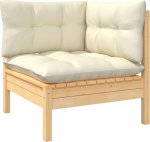 Homgoday Garden Corner Diivan koos pehmendusega Cream Solid Pine Wood Diivanid Outdoor Diivan Diivan Garden Diivan Elutuba Patio Outdoor m&ouml;&ouml;bel
