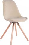 CLP Toulouse Retro tool Velvet Round kvaliteetsete istmepatjadega, tugevad puitraamiga lamamistoolid, istme k&otilde;rgus 48 cm, v&auml;rv: V&auml;rv: kreem, raami v&auml;rv: naturaalne