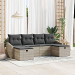Poly-Rattan Diivan Set 6 St&uuml;ck f&uuml;r Terrasse und Gartenm&ouml;bel Sofagarnitur 6er Set Poly-Rattan mit Kissen