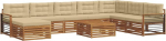 Outdoor-Sofagarnitur 9-teilig, Gartenm&ouml;bel Lounge-Set aus Massivholz Akazie, Modulares Sofa-Set mit Sitzkissen f&uuml;r Garten und Terrasse, Natur und Beige