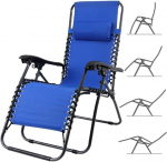 BAKAJI 2830485 Sun Lounger Recliner, reguleeritav seljatugi, eemaldatav padi, peapadi, kokkupandav, terasraam, aia lamamistool k&otilde;rge seljatoega, aiatool, ergonoomiline null gravitatsiooniga