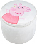 roba Pouf Coffre B&eacute;b&eacute; Rond Peppa Pig en Velours - Bo&icirc;te de Rangement pour Enfant d&egrave;s 18 Mois - Couvercle Amovible - Repose-Pieds Rembourr&eacute; - Nettoyage Facile - Beige / Motif Truie