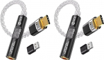 CCZ CM01 USB C auf 3,5 mm Kopfh&ouml;rer-Adapter, 2 tk, mit MAX97220 Amp & CX31993 DAC-Chip, Hi-Res 24 Bit/384 kHz, Inline-Steuerung und versilbertes Kabel, kompatibel mit iPhone 15/Pro/Samsung/PS5/PC