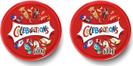 CELEBRATIONS XXL 2 x 600 g purk | Mini &scaron;okolaaditahvlid | Kinkekarp | Maltesers, Galaxy, Snickers & muu