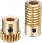 hankimise kaart Worm Gear Set - 0.5 moodul 20:1 reduktsioonikiirus 5mm Hole Diameter Gear Shaft ja 4mm Hole Diameter Gear 20T Drive Gear (Brass)