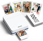 Nelko PP01 kaasaskantav fotoprinter 100 lehe ja tindikassetiga, kohene kleepuv tagaprint iOS/Android, taskuformaadis koos redigeerimisrakendusega, valge