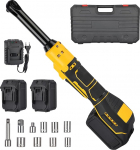 MISTRO Akku Ratschenschrauber 3/8 80 Nm 2 x 4.0Ah Elektrische Ratsche mit 6 Zoll langem Hals LED-Licht Elektro Ratsche f&uuml;r Kfz 7 Steckschl&uuml;sseleins&auml;tze, Verl&auml;ngerung & Tasche