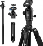 GEEKOTO 77-tolline kaamerastatiiv, DSLR-kaamera statiiv, alumiiniumist reisistatiiv koos monopoodiga ja 360&deg; panoraamkuuliga, 1/4 kiirv&auml;ljalaskeklapp ja statiivikott kuni 8 kg kaaluvale SLR-kaamerale, must