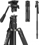 SMALLRIG CT180 - 3760B 71-tolline videostatiiv koos vedeliku peaga, alumiiniumist kaamerastatiiv, 360-panoraam videostatiiv reisimiseks, reguleeritav k&otilde;rgus 16,5-tollist kuni 71-tollisesse, max. kandev&otilde;ime 15 kg, vedelikupea kandev&otilde;ime 3 kg