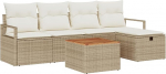 Rantry 6-teiliges Garten Sofa Set mit Kissen Beige Poly Rattan Gartenlounge Model3359533