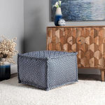 nuLOOM Amalfi Aztec Print Indoor/Outdoor Ottoman Pouff, 14 x 20 x 20 tolli, sinine