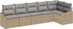 Rantry 6-teiliges Garten Sofa Set mit Kissen Beige Poly Rattan Gartenlounge Model3346740