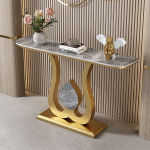 Industrieller Konsolentisch in Gold - Moderner Akzenttisch f&uuml;r den Eingangsbereich, Wohnzimmer, Flur und B&uuml;ro - 100 cm (39,4 Zoll) dekoratives Foyerm&ouml;bel
