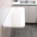 WESTWILD An der Wand montierter Klappschreibtisch f&uuml;r Homeoffice und K&uuml;che, funktionale schwebende Arbeitsstation mit Ablage, platzsparender Klapptisch f&uuml;r Arbeitszimmer und Esszimmer, wei&szlig;, 80 x 30