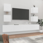Homgoday TV m&ouml;&ouml;blikomplekt 6 tk valge mitmekihiline puidust TV kapp madal TV kapp t&ouml;&ouml;stuslik kohvilaud TV stend elutuppa