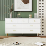 7 sahtliga kapp Kuldsed k&auml;epidemed ja jalad Sideboard magamistuppa elutuppa s&ouml;&ouml;gituppa Buffet kapp Sideboard kaasaegne k&ouml;&ouml;gikapp valge 140 x 35 x 76 cm