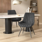 Hawthyhome s&ouml;&ouml;gitoa toolid, FU01043BL-2, polsterdatud kunstkangas, seljatugi, metalljalad, kaasaegsed tugitoolid k&ouml;&ouml;ki, 10 cm istmepadi, 2 tk, must