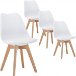 Deuline SGS 521249 S&ouml;&ouml;gitoa toolid 28 mm paksused t&auml;ispuidust jalad Polsterdatud s&ouml;&ouml;gitoa tool Oslo 4 tk valge komplekt